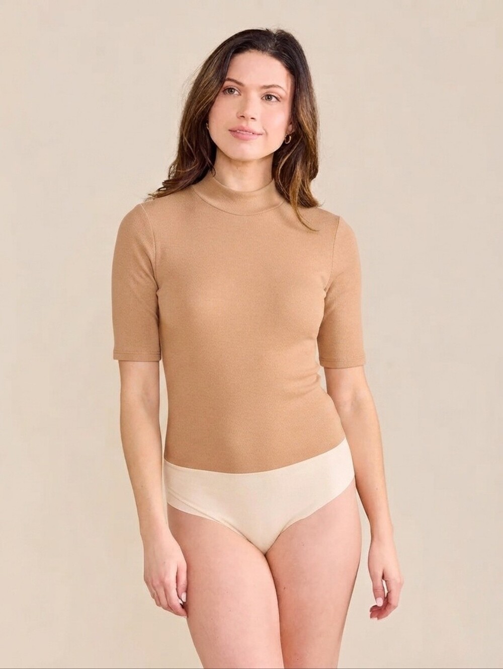 S'edge Mock-Neck Two-Tone Bodysuit